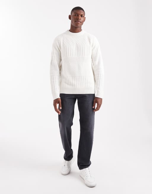 ONLY & SONS textured knit sweater in cream