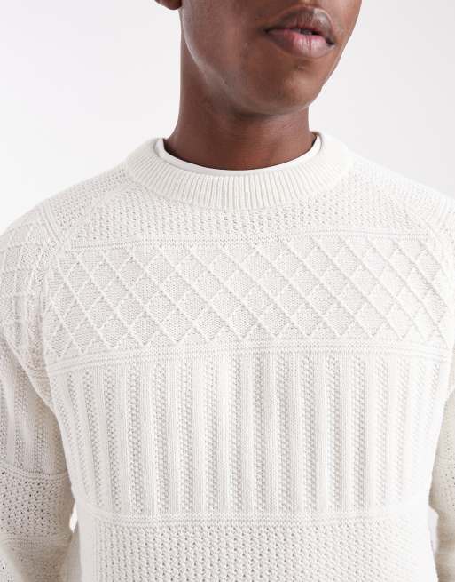 ONLY & SONS textured knit sweater in cream