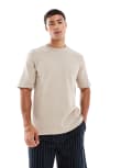 [ONLY & SONS] ONLY & SONS textured knit t-shirt in beige-Neutral L String