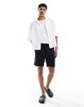 [ONLY & SONS] ONLY & SONS textured linen mix shorts in navy XS Dark Navy