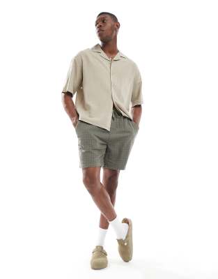 Only & Sons Textured Linen Mix Shorts In Green