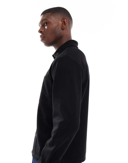 ONLY & SONS textured overshirt in black, 4 of 5