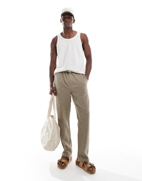 ONLY & SONS textured pants in washed brown - view 1