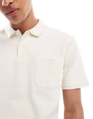 Only & Sons Textured Short Sleeve Polo Shirt In White