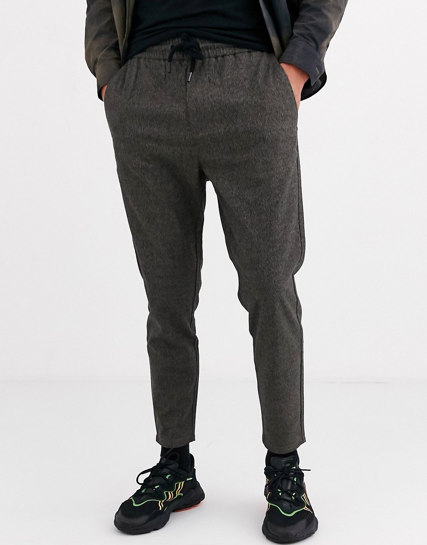 Only & Sons textured smart jersey trousers in grey
