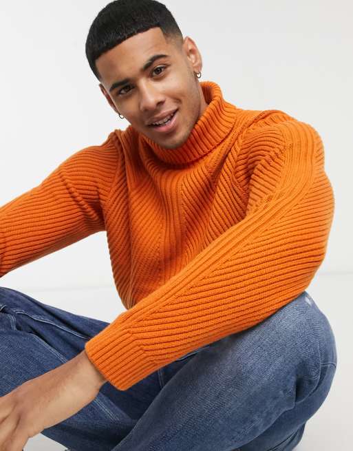 Thick wool roll hot sale neck jumper mens