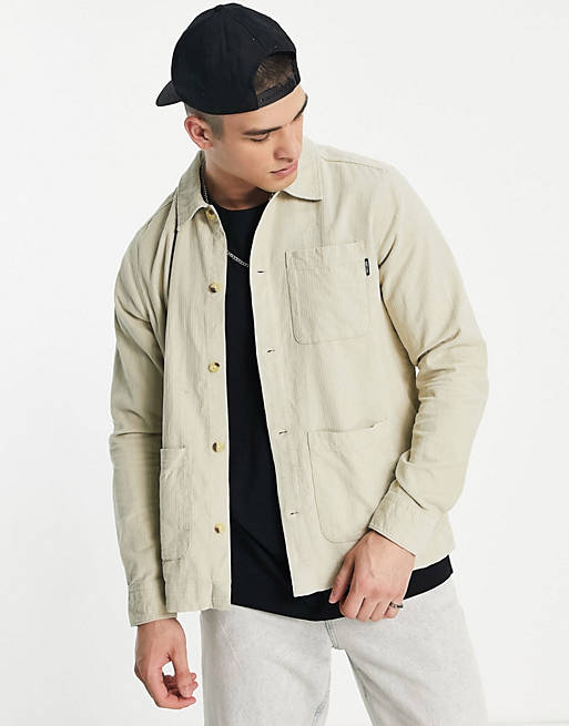  Only & Sons three pocket cord overshirt in beige 