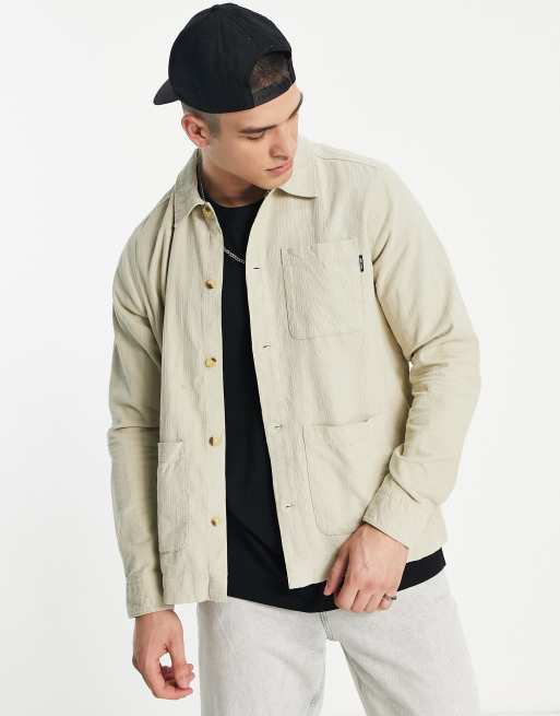 Only & Sons three-pocket cord overshirt in beige | ASOS