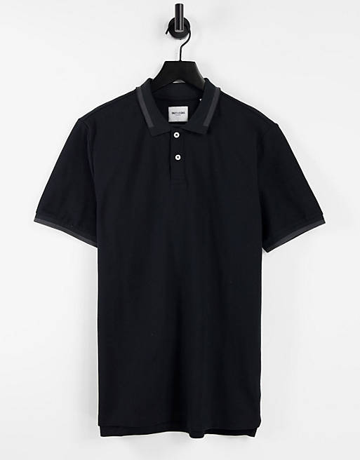 Only & Sons tipped polo in black