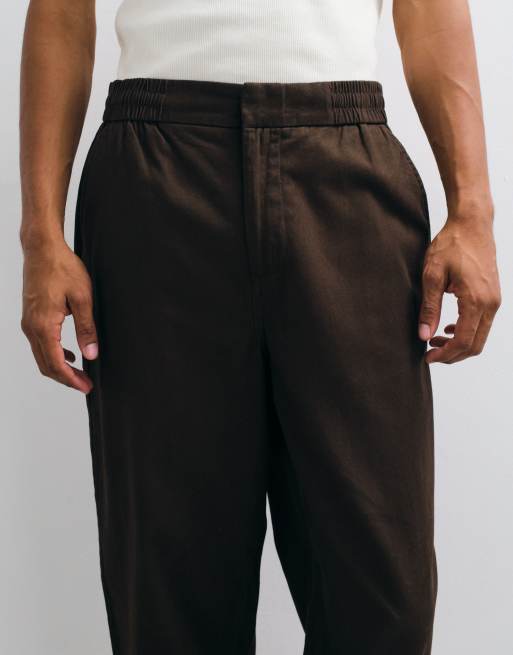 ONLY & SONS Toby loose tapered fit bomullsbyxor i mörkbrunt, 5 av 5