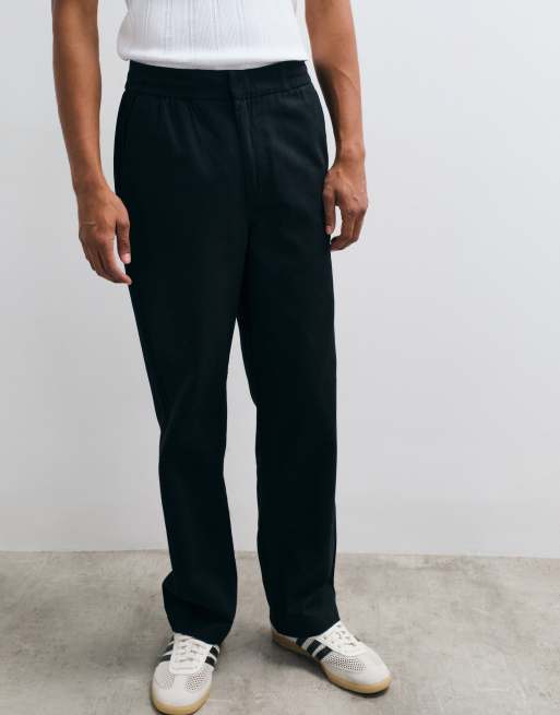 ONLY & SONS Toby loose tapered fit cotton trouser in black, 4 of 5