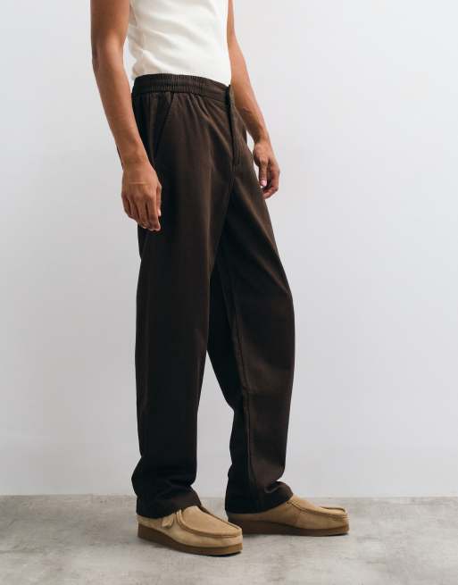 ONLY & SONS Toby loose tapered fit cotton trouser in dark brown, 2 of 5