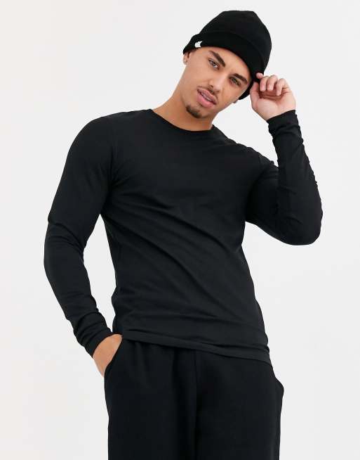Only & Sons - Top slim a maniche lunghe nero