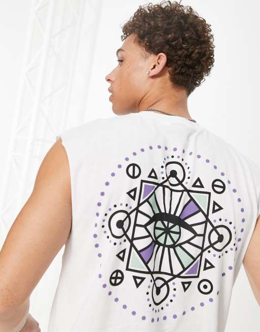Only & Sons – Trägertop in Weiß mit Mandala-Rückenprint
