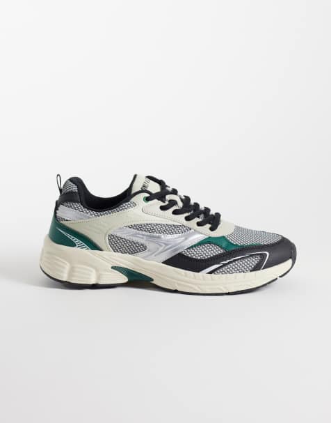 ONLY & SONS trainers in cream and silver - view 1