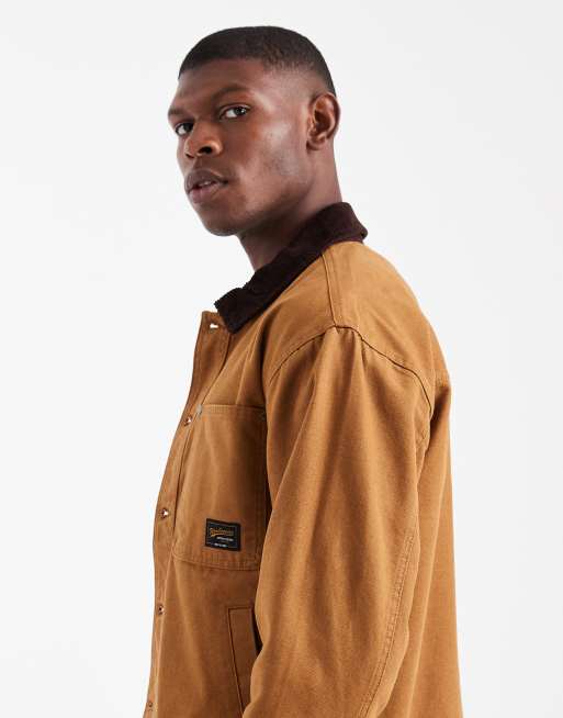 ONLY & SONS trucker jacket in deep brown with contrast collar, 4 of 5