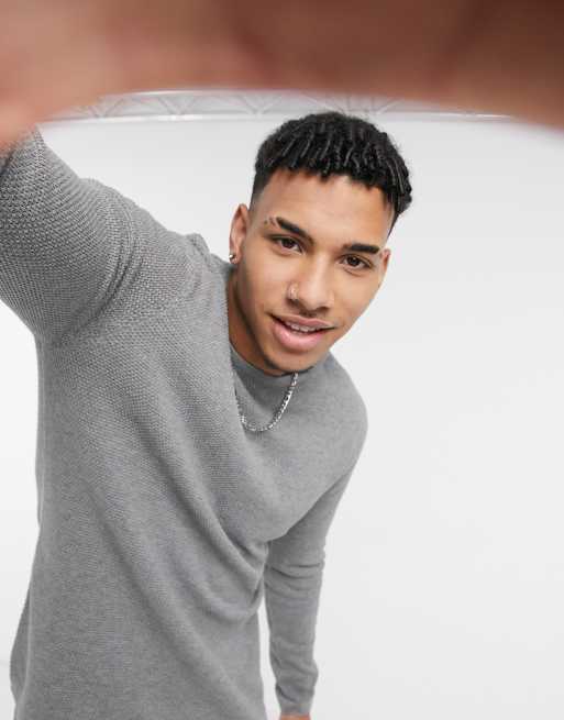 Only & Sons - Trui met structuur in grijs