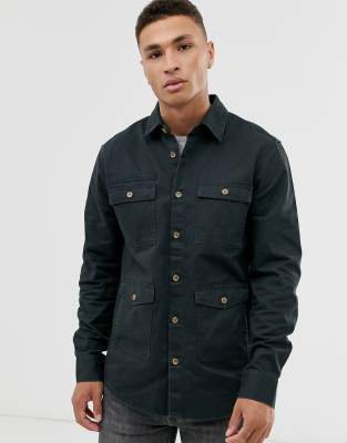 Only & Sons Twill Overshirt In Navy | ModeSens