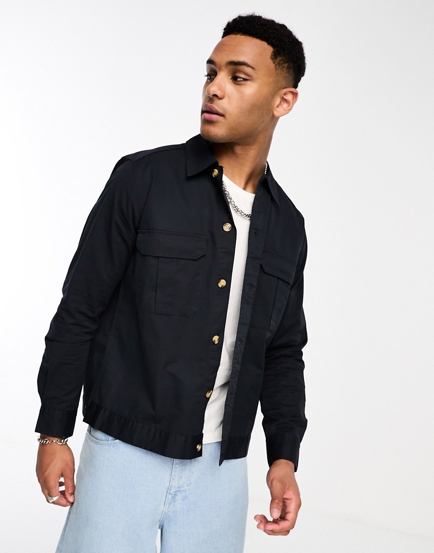 Only & Sons Twill Overshirt In Navy