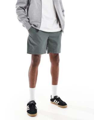 SONS - Twill-Shorts in dunklem Petrol mit elastischem Bund-Grün Grün XL