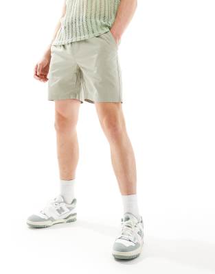 Sons - Twill-Shorts in Salbeigrün mit elastischem Bund Grün XXS