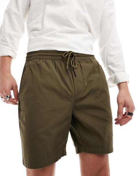 Only & Sons – Twill-Shorts zum Reinschlüpfen in Khaki - view 1
