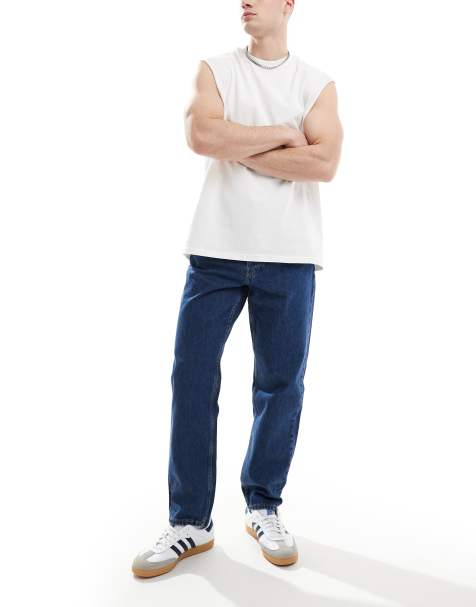 ONLY & SONS Tye loose tapered fit jeans in indigo 