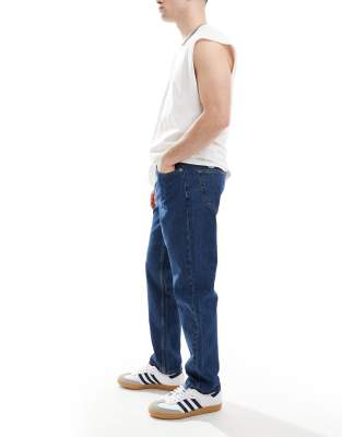 Only & Sons Tye Loose Tapered Fit Jeans In Dark Blue Wash In Blue