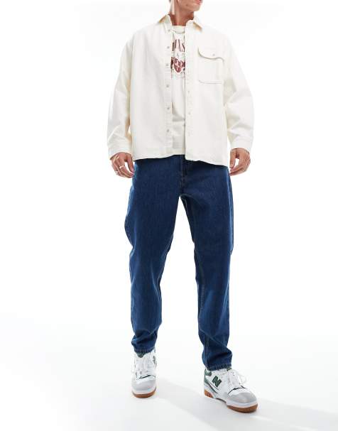 ONLY & SONS – Tye – Mörkblå, tvättade och avsmalnande jeans med ledig passform - view 1