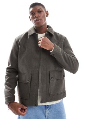 utility harrington jacket in light brown