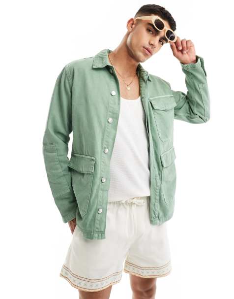 ONLY & SONS – Utility-Jeansjacke in Salbei - view 1