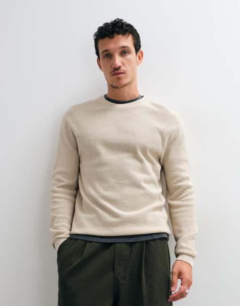 ONLY & SONS vaffelstrikket striktrøje med rund hals i beige - view 1