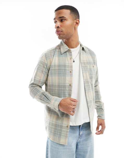 Only & Sons - Vasket blå fløjlsskjorte med tern i regular fit - view 1