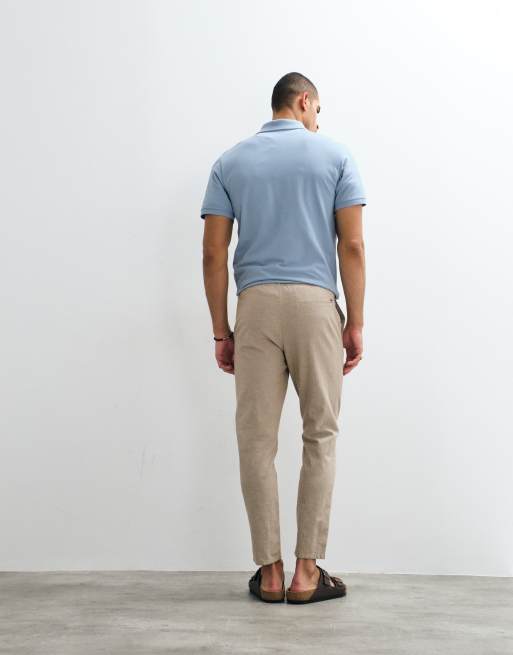 ONLY & SONS – Verkürzte Hose aus Leinenmix in Hellbraun, 4 von 9