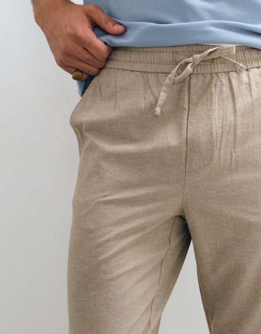 ONLY & SONS – Verkürzte Hose aus Leinenmix in Hellbraun, 5 von 9