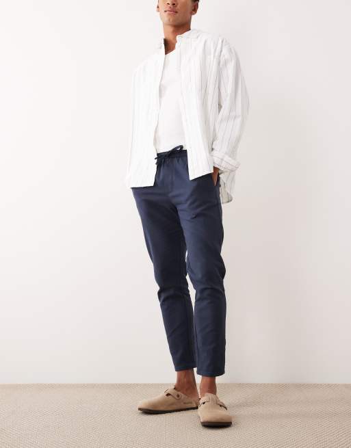 ONLY & SONS – Verkürzte Hose aus Leinenmix in meliertem Blau, 2 von 5