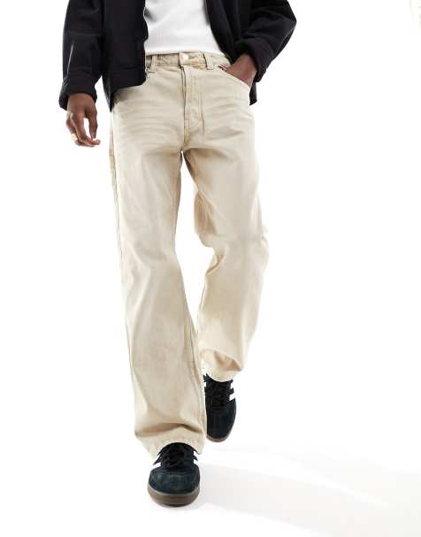 Only & Sons - Vervaagde, stugge, losvallende jeans in beige - view 1