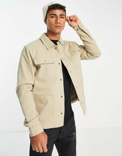 Only Sons Veste de travail a doublure matelassee Beige