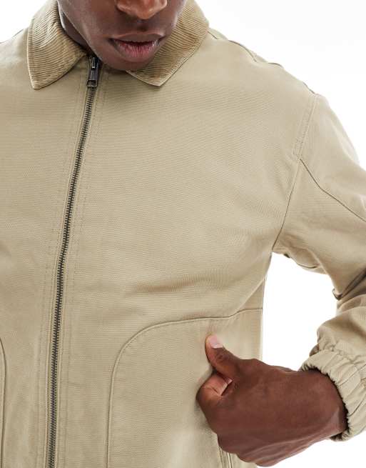 ONLY & SONS - Veste de travail épaisse et oversize avec col en velours côtelé - Beige, 5 de 5