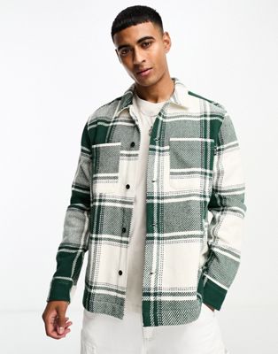 Only & Sons oversized check jacket in green check  - ASOS Price Checker