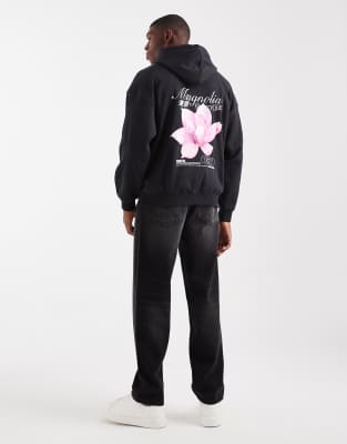 Only & Sons Vintage Fit Hoodie With Flower Back Print In Blue