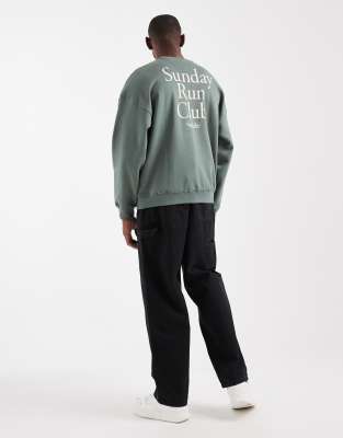 Only & Sons Vintage Fit Sweat With Run Club Back Print In Neutral