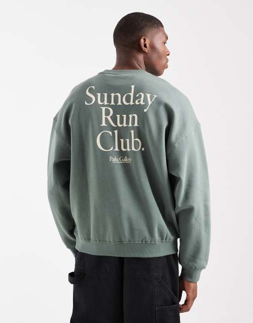 ONLY & SONS - Vintage fit sweatshirt met hardloopclubprint op de achterkant in donker grijsgroen