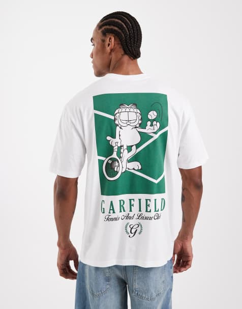 ONLY & SONS – Vit, avslappnad t-shirt med Garfield-tryck baktill - view 1