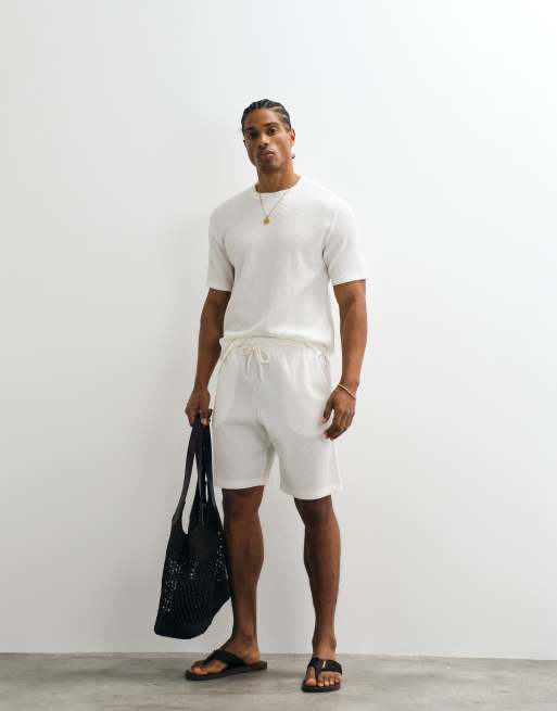 ONLY & SONS – Vit plisserad t-shirt i regular fit, del av set, 3 av 5