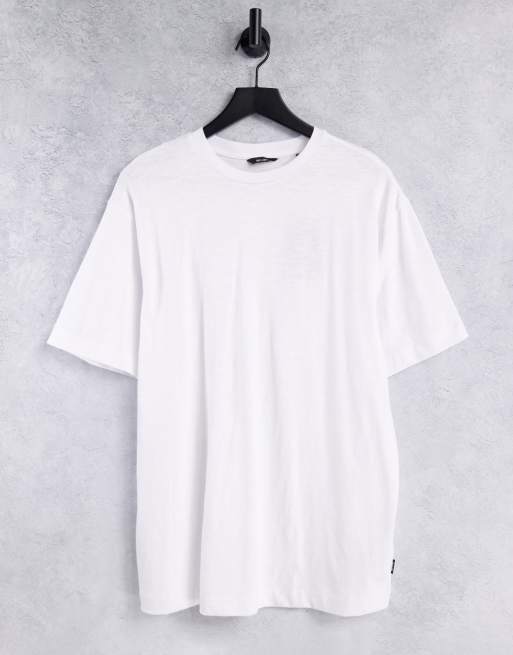Only & Sons – Vit slubvävd t-shirt i oversize med tryck baktill - WHITE, 2 av 4