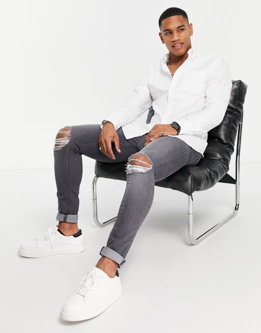 Only & Sons – Vit, smal oxfordskjorta med button down-krage, 4 av 4