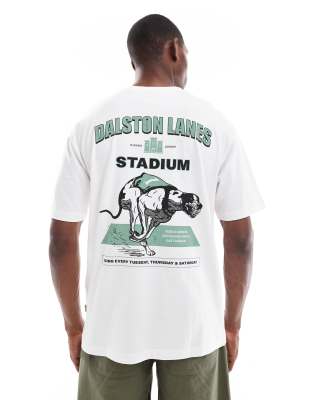 ONLY & SONS – Vit t-shirt i oversize med Dalston Dogs-tryck baktill - view 1