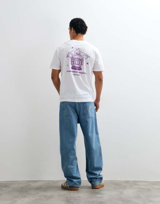 ONLY & SONS – Vit t-shirt i oversize med "Fortune Teller"-tryck baktill, 3 av 5