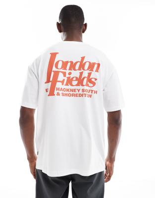 ONLY & SONS – Vit t-shirt i oversize med London-tryck baktill - view 1